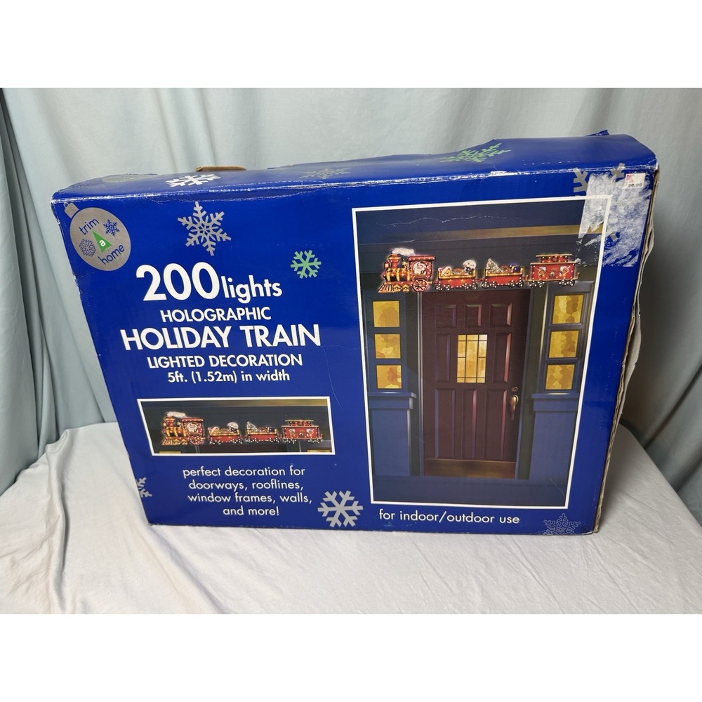 200 Light Holographic Holiday Train Decor Vintage Kmart 5ft Long Christmas READ